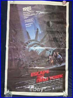 Vtg Escape From New York 1981 Original 27x41 Movie Poster Kurt Russell