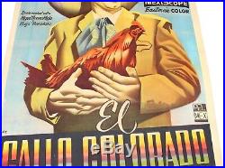 Vtg Mexican Movie Poster 1957 El Gallo Colorado (Miguel Aceves Mejia)