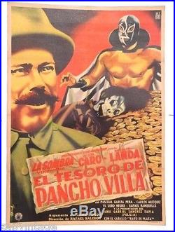 Vtg Mexican Movie Poster 1957 El Tesoro de Pancho Villa (Antonio R. Frausto)