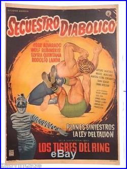 Vtg Mexican Movie Poster 1957 Secuestro Diabolico LUCHA LIBRE (Crox Alvarado)