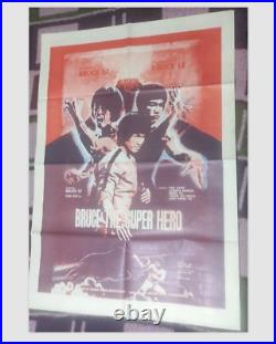 Vtg Original Kung-fu Movie Poster Martial Arts Film Bruce Le The Super Hero 1979