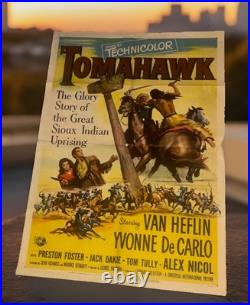 Vtg Tomahawk 1951 Western Litho Numbered One Sheet Movie Poster Rare 50s READ