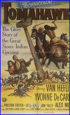 Vtg Tomahawk 1951 Western Litho Numbered One Sheet Movie Poster Rare 50s READ