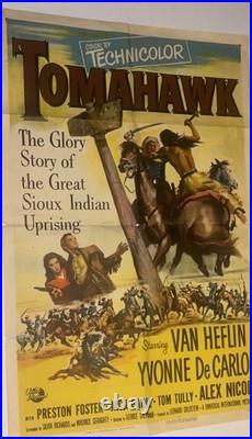 Vtg Tomahawk 1951 Western Litho Numbered One Sheet Movie Poster Rare 50s READ