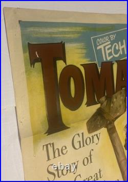 Vtg Tomahawk 1951 Western Litho Numbered One Sheet Movie Poster Rare 50s READ