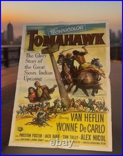 Vtg Tomahawk 1951 Western Litho Numbered One Sheet Movie Poster Rare 50s READ