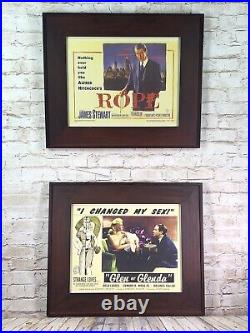 Vtg lot of 2 framed collectable movie posters Rope/Glen or Glenda 20''x 17'