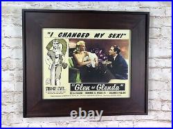 Vtg lot of 2 framed collectable movie posters Rope/Glen or Glenda 20''x 17'