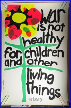 WAR IS NOT HEALTHY VINTAGE 1970 BLACKLIGHT ROYAL SCREEN POSTER By Don Morgan