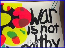 WAR IS NOT HEALTHY VINTAGE 1970 BLACKLIGHT ROYAL SCREEN POSTER By Don Morgan