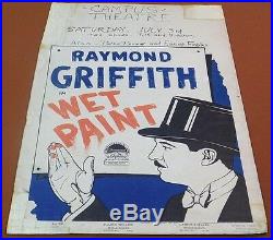 WET PAINT Vintage 1926 RAYMOND GRIFFITH Silent Film WINDOW CARD Movie Poster
