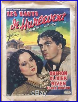 WITHERING HEIGHTS original vintage movie theater poster HITCHCOCK OLIVIER 1939