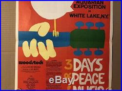 Woodstock 3 Days Peace Music Dove Guitar Vintage Poster 1970s Pamphlet Skolnick