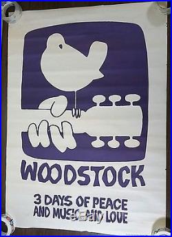 Woodstock, Original Vintage 1969 Poster from Concert Movie Warner Bros purple US