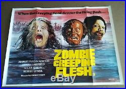 Zombie Creeping Flesh vintage 1980 UK Quad Poster (aka Night of the Zombies)
